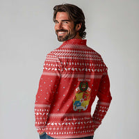 Tonga Christmas Long Sleeve Polo Shirt with Sea Turtle Coral Reef Design Snowflake Pattern and National Emblem TS04 - Polynesian Pride