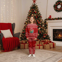 Tonga Christmas Pajama Set with Sea Turtle Coral Reef Design Snowflake Pattern and National Emblem - Polynesian Pride
