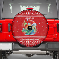 Tonga Christmas Spare Tire Cover with Sea Turtle Coral Reef Design Snowflake Pattern and National Emblem TS04 - Polynesian Pride