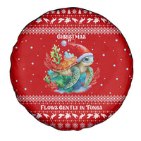 Tonga Christmas Spare Tire Cover with Sea Turtle Coral Reef Design Snowflake Pattern and National Emblem TS04 - Polynesian Pride