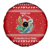 Tonga Christmas Spare Tire Cover with Sea Turtle Coral Reef Design Snowflake Pattern and National Emblem TS04 - Polynesian Pride
