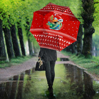 Tonga Christmas Umbrella with Sea Turtle Coral Reef Design Snowflake Pattern and National Emblem - Polynesian Pride