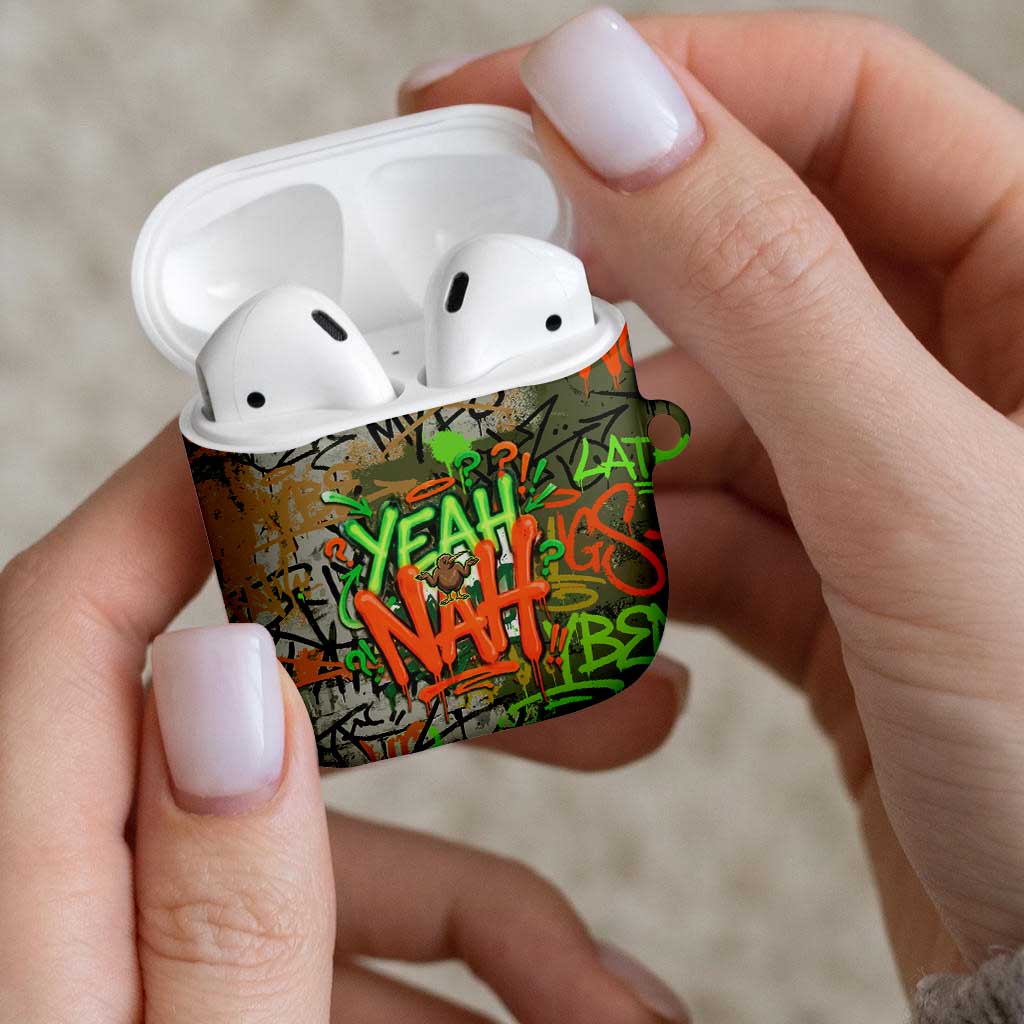 Yeah Nah Graffiti Skull New Zealand Slang AirPods Case Kiwi Grunge Brick Wall and Bold Urban Street Art TS04 - Polynesian Pride