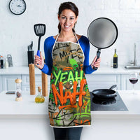 Yeah Nah Graffiti Skull New Zealand Slang Apron Kiwi Grunge Brick Wall and Bold Urban Street Art TS04 - Polynesian Pride
