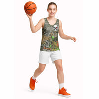 Yeah Nah Graffiti Skull New Zealand Slang Basketball Jersey Kiwi Grunge Brick Wall and Bold Urban Street Art TS04 - Polynesian Pride