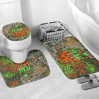 Yeah Nah Graffiti Skull New Zealand Slang Bathroom Set Kiwi Grunge Brick Wall and Bold Urban Street Art