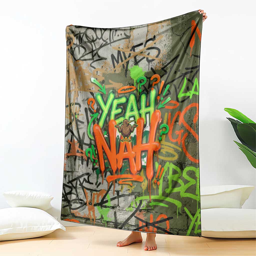 Yeah Nah Graffiti Skull New Zealand Slang Blanket Kiwi Grunge Brick Wall and Bold Urban Street Art TS04 - Polynesian Pride