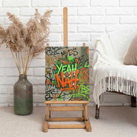Yeah Nah Graffiti Skull New Zealand Slang Canvas Wall Art Kiwi Grunge Brick Wall and Bold Urban Street Art