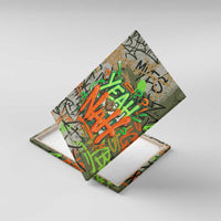 Yeah Nah Graffiti Skull New Zealand Slang Canvas Wall Art Kiwi Grunge Brick Wall and Bold Urban Street Art
