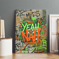 Yeah Nah Graffiti Skull New Zealand Slang Canvas Wall Art Kiwi Grunge Brick Wall and Bold Urban Street Art