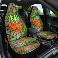 Yeah Nah Graffiti Skull New Zealand Slang Car Seat Cover Kiwi Grunge Brick Wall and Bold Urban Street Art TS04 One Size Multicolor - Polynesian Pride