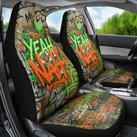 Yeah Nah Graffiti Skull New Zealand Slang Car Seat Cover Kiwi Grunge Brick Wall and Bold Urban Street Art TS04 - Polynesian Pride