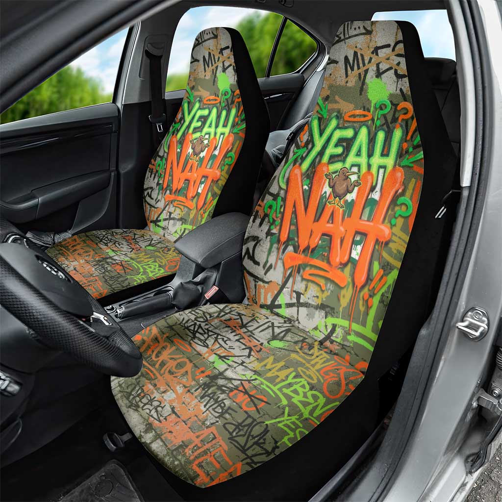 Yeah Nah Graffiti Skull New Zealand Slang Car Seat Cover Kiwi Grunge Brick Wall and Bold Urban Street Art TS04 - Polynesian Pride