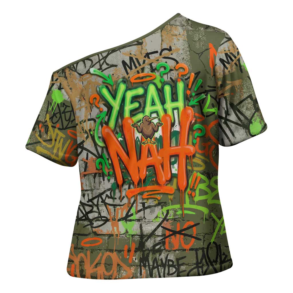 Yeah Nah Graffiti Skull New Zealand Slang Cross Shoulder Shirt Kiwi Grunge Brick Wall and Bold Urban Street Art TS04 - Polynesian Pride