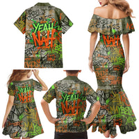 Yeah Nah Graffiti Skull New Zealand Slang Family Matching Mermaid Dress and Hawaiian Shirt Kiwi Grunge Brick Wall and Bold Urban Street Art TS04 - Polynesian Pride