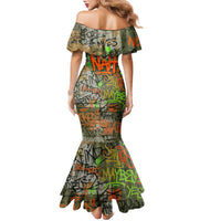 Yeah Nah Graffiti Skull New Zealand Slang Family Matching Mermaid Dress and Hawaiian Shirt Kiwi Grunge Brick Wall and Bold Urban Street Art TS04 - Polynesian Pride