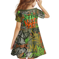 Yeah Nah Graffiti Skull New Zealand Slang Family Matching Summer Maxi Dress and Hawaiian Shirt Kiwi Grunge Brick Wall and Bold Urban Street Art TS04 - Polynesian Pride