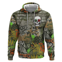 Yeah Nah Graffiti Skull New Zealand Slang Hoodie Kiwi Grunge Brick Wall and Bold Urban Street Art TS04 Pullover Hoodie Multicolor - Polynesian Pride