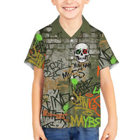 Yeah Nah Graffiti Skull New Zealand Slang Kid Hawaiian Shirt Kiwi Grunge Brick Wall and Bold Urban Street Art TS04 Kid Multicolor - Polynesian Pride