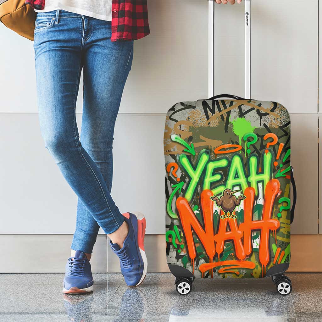 Yeah Nah Graffiti Skull New Zealand Slang Luggage Cover Kiwi Grunge Brick Wall and Bold Urban Street Art TS04 - Polynesian Pride