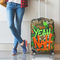 Yeah Nah Graffiti Skull New Zealand Slang Luggage Cover Kiwi Grunge Brick Wall and Bold Urban Street Art TS04 - Polynesian Pride