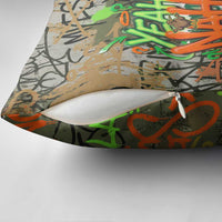 Yeah Nah Graffiti Skull New Zealand Slang Pillow Cover Kiwi Grunge Brick Wall and Bold Urban Street Art TS04 - Polynesian Pride