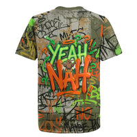 Yeah Nah Graffiti Skull New Zealand Slang Rugby Jersey Kiwi Grunge Brick Wall and Bold Urban Street Art TS04 - Polynesian Pride