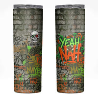 Yeah Nah Graffiti Skull New Zealand Slang Skinny Tumbler Kiwi Grunge Brick Wall and Bold Urban Street Art TS04 Multicolor - Polynesian Pride