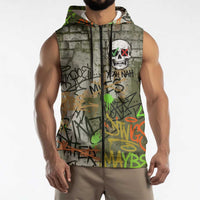 Yeah Nah Graffiti Skull New Zealand Slang Sleeveless Zip Hoodie Kiwi Grunge Brick Wall and Bold Urban Street Art TS04 - Polynesian Pride