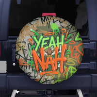 Yeah Nah Graffiti Skull New Zealand Slang Spare Tire Cover Kiwi Grunge Brick Wall and Bold Urban Street Art TS04 No hole Multicolor - Polynesian Pride