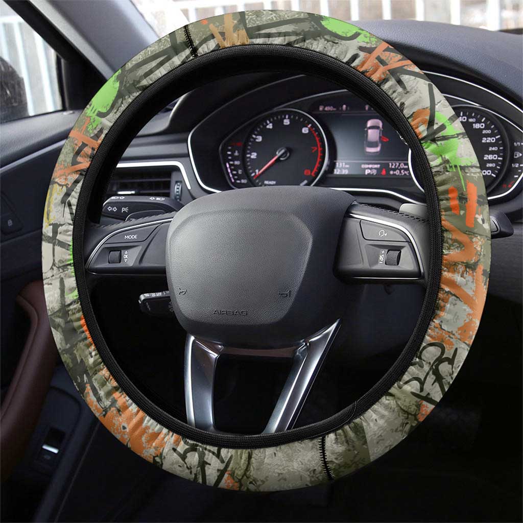 Yeah Nah Graffiti Skull New Zealand Slang Steering Wheel Cover Kiwi Grunge Brick Wall and Bold Urban Street Art TS04 - Polynesian Pride