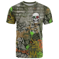 Yeah Nah Graffiti Skull New Zealand Slang T Shirt Kiwi Grunge Brick Wall and Bold Urban Street Art TS04 Multicolor - Polynesian Pride