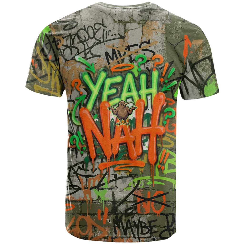 Yeah Nah Graffiti Skull New Zealand Slang T Shirt Kiwi Grunge Brick Wall and Bold Urban Street Art TS04 - Polynesian Pride
