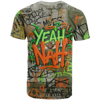 Yeah Nah Graffiti Skull New Zealand Slang T Shirt Kiwi Grunge Brick Wall and Bold Urban Street Art TS04 - Polynesian Pride
