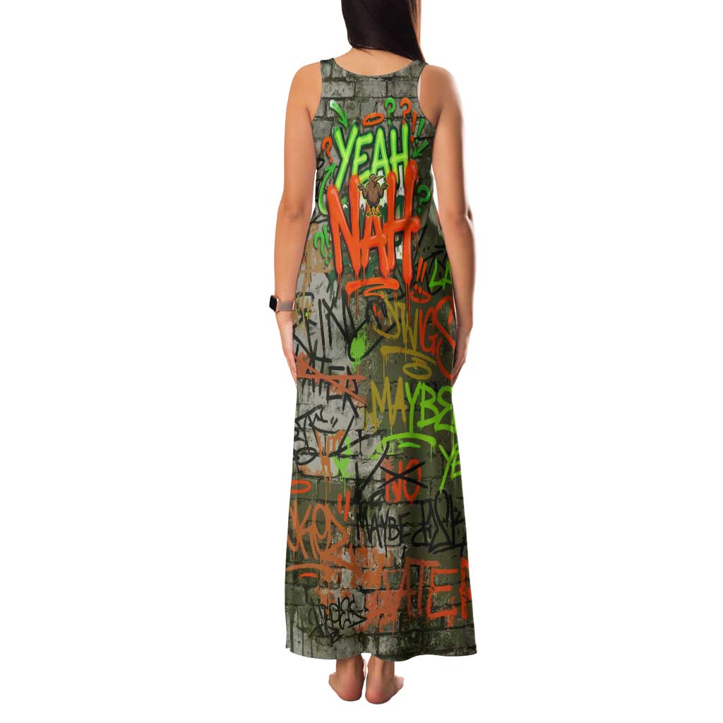 Yeah Nah Graffiti Skull New Zealand Slang Tank Maxi Dress Kiwi Grunge Brick Wall and Bold Urban Street Art TS04 - Polynesian Pride