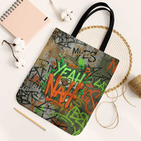 Yeah Nah Graffiti Skull New Zealand Slang Tote Bag Kiwi Grunge Brick Wall and Bold Urban Street Art TS04 Black Strap One Size Multicolor - Polynesian Pride