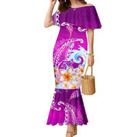 Hawaii Plumeria Flower Mermaid Dress Plumeria FLowers And Polynesian Pattern TS04 Women Gradient - Polynesian Pride