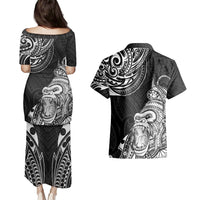Hawaii Polynesian Couples Matching Puletasi Dress and Hawaiian Shirt Gorila Tatoo Polynesian Style TS04 - Polynesian Pride