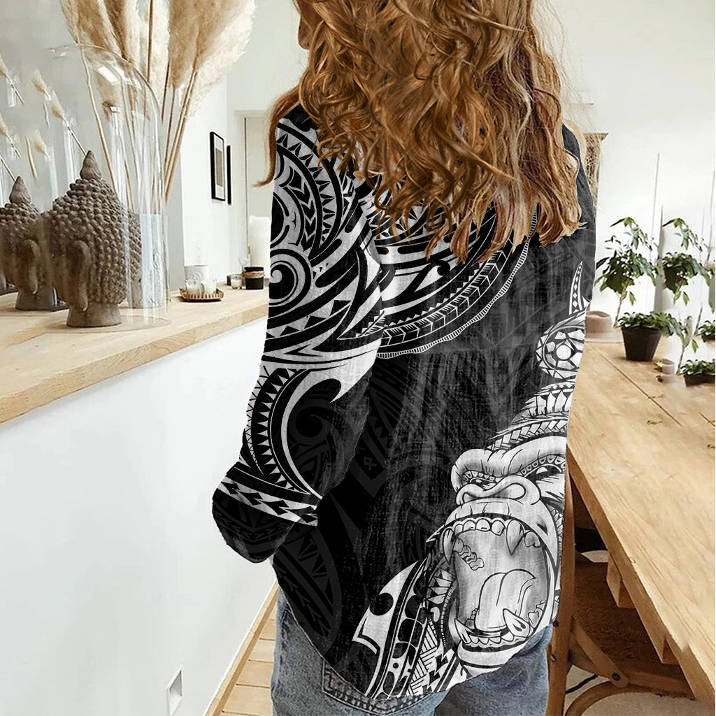 Hawaii Polynesian Women Casual Shirt Gorila Tatoo Polynesian Style TS04 - Polynesian Pride