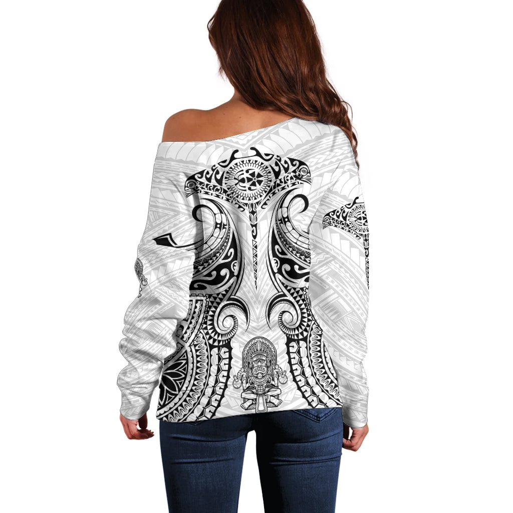 Hawaii Polynesian Off Shoulder Sweater Warrior symbol TS04 - Polynesian Pride