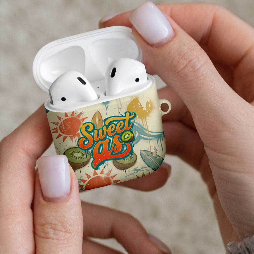 NZ Slang Sweet As Kiwi Shaka Sign AirPods Case New Zealand Surfboards Sun and Tropical Beach Retro TS04 - Polynesian Pride