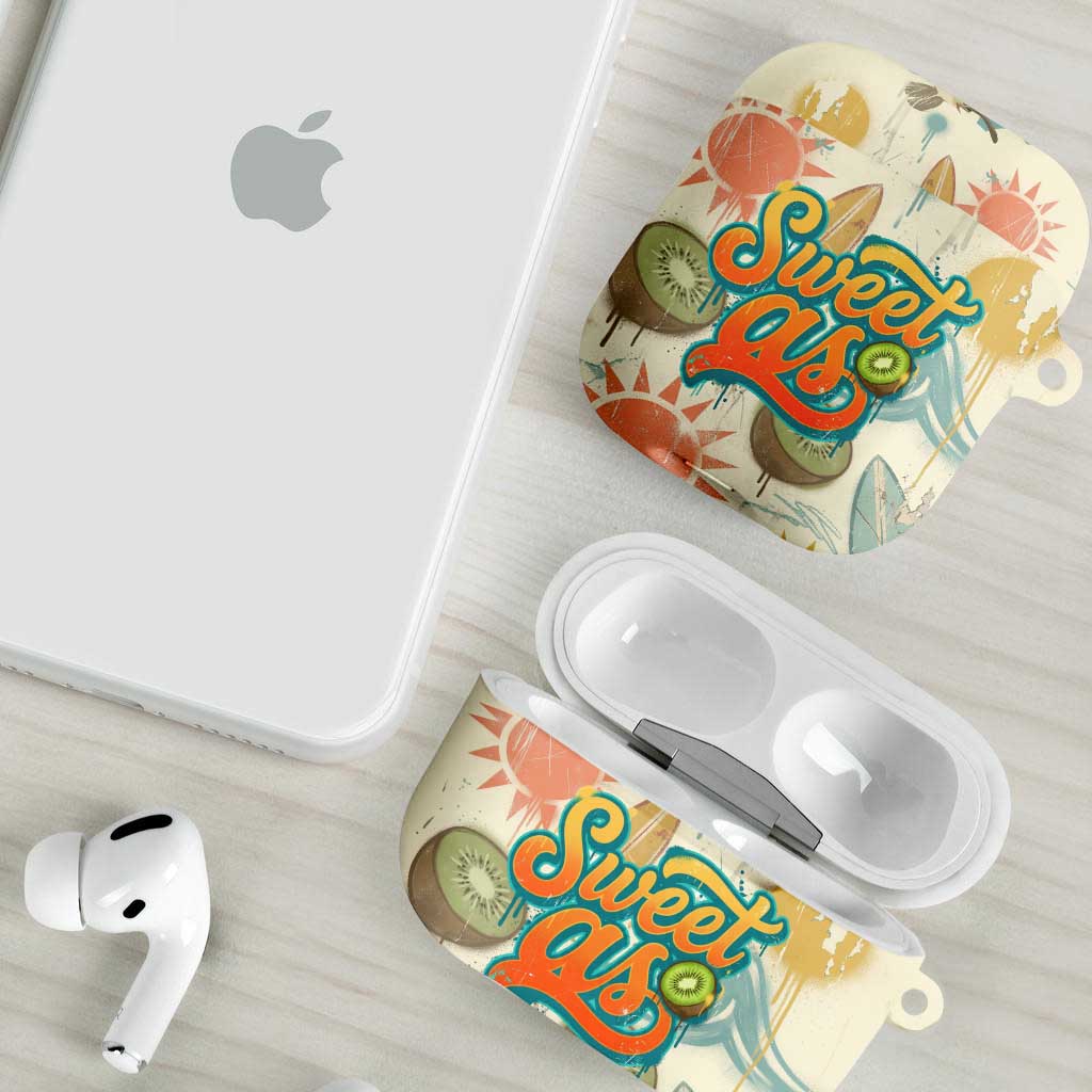 NZ Slang Sweet As Kiwi Shaka Sign AirPods Case New Zealand Surfboards Sun and Tropical Beach Retro TS04 - Polynesian Pride