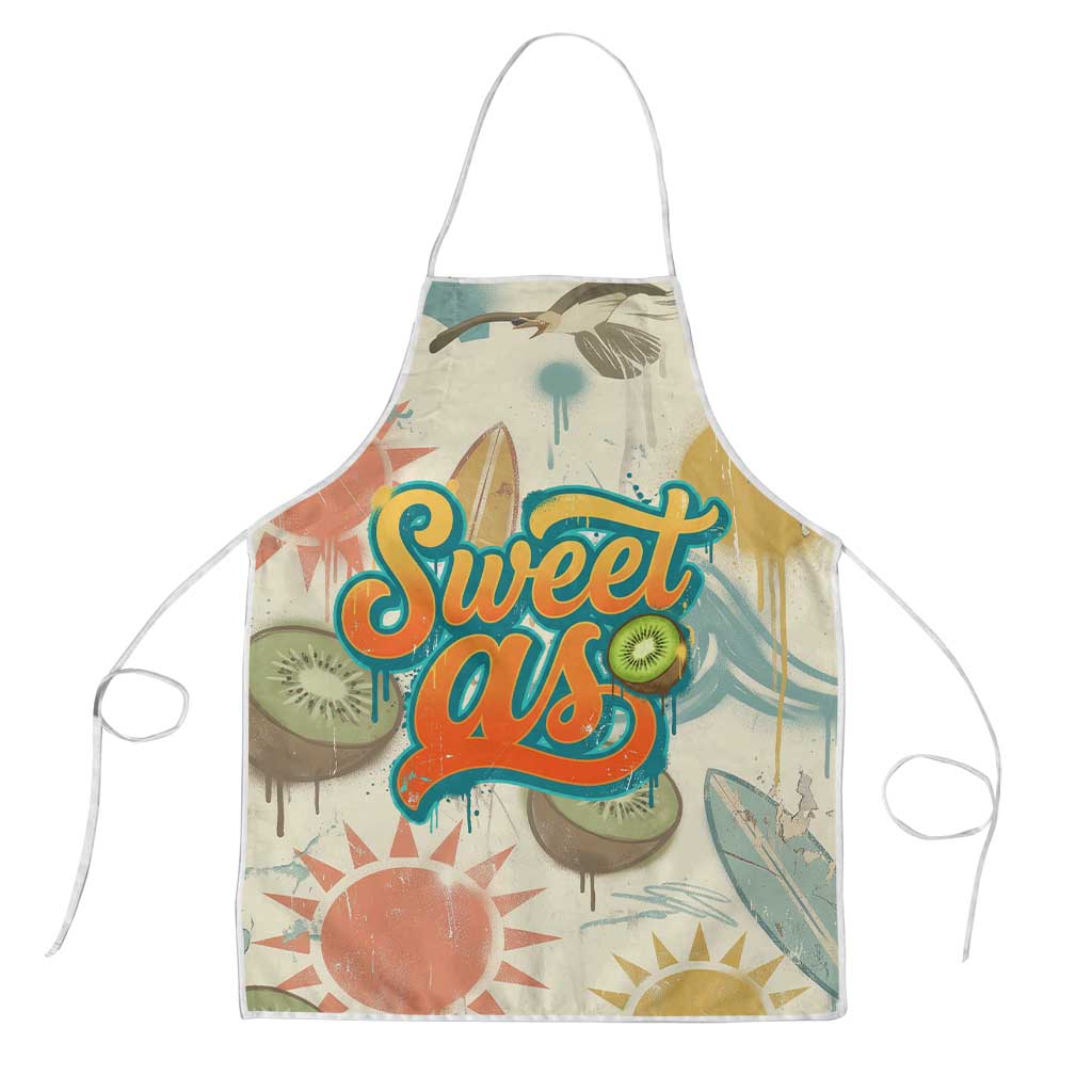 NZ Slang Sweet As Kiwi Shaka Sign Apron New Zealand Surfboards Sun and Tropical Beach Retro