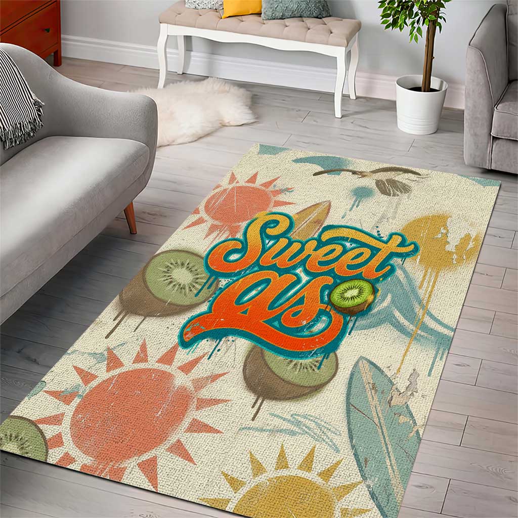 NZ Slang Sweet As Kiwi Shaka Sign Area Rug New Zealand Surfboards Sun and Tropical Beach Retro TS04 - Polynesian Pride