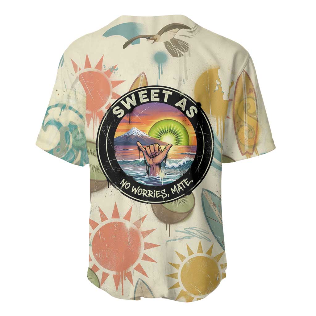 NZ Slang Sweet As Kiwi Shaka Sign Baseball Jersey New Zealand Surfboards Sun and Tropical Beach Retro TS04 - Polynesian Pride