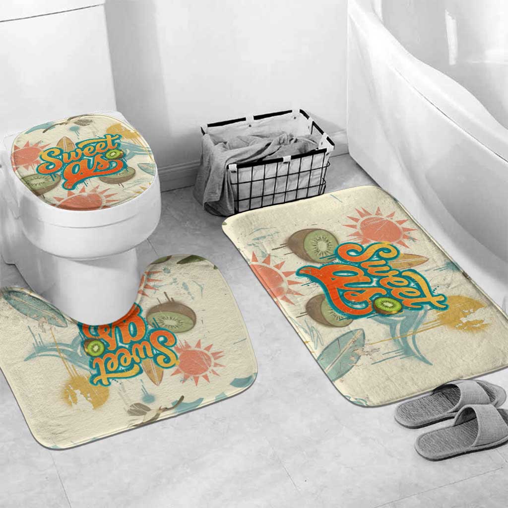 NZ Slang Sweet As Kiwi Shaka Sign Bathroom Set New Zealand Surfboards Sun and Tropical Beach Retro TS04 Mat Set Only (3 pcs) One Size Beige - Polynesian Pride
