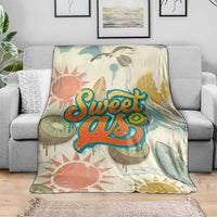 NZ Slang Sweet As Kiwi Shaka Sign Blanket New Zealand Surfboards Sun and Tropical Beach Retro
