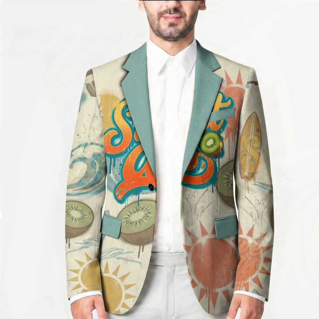 NZ Slang Sweet As Kiwi Shaka Sign Blazer New Zealand Surfboards Sun and Tropical Beach Retro
