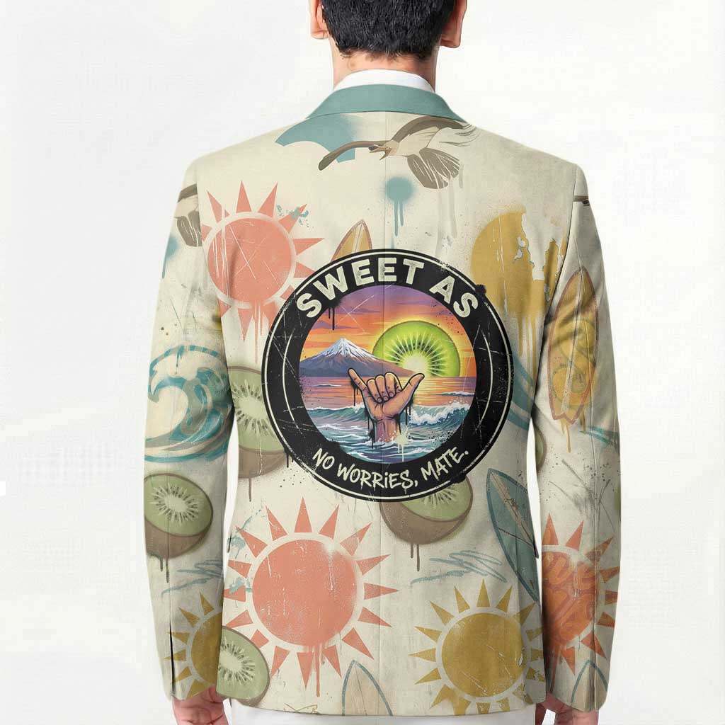 NZ Slang Sweet As Kiwi Shaka Sign Blazer New Zealand Surfboards Sun and Tropical Beach Retro