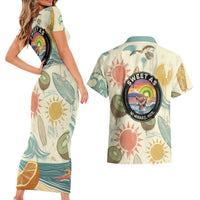 NZ Slang Sweet As Kiwi Shaka Sign Couples Matching Short Sleeve Bodycon Dress and Hawaiian Shirt New Zealand Surfboards Sun and Tropical Beach Retro TS04 - Polynesian Pride